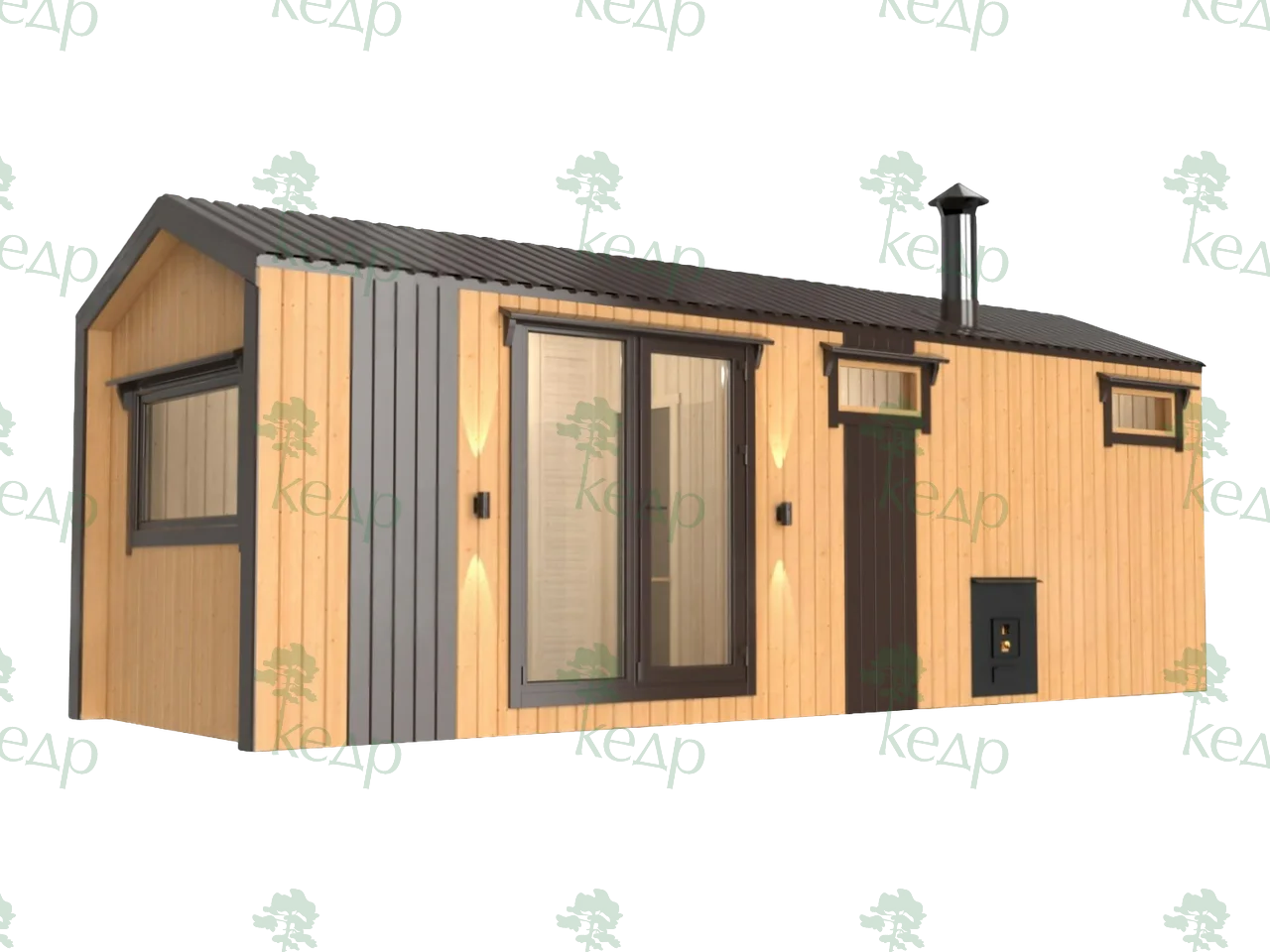 Каркасная баня Барн 7х2,4 м (планировка 1)