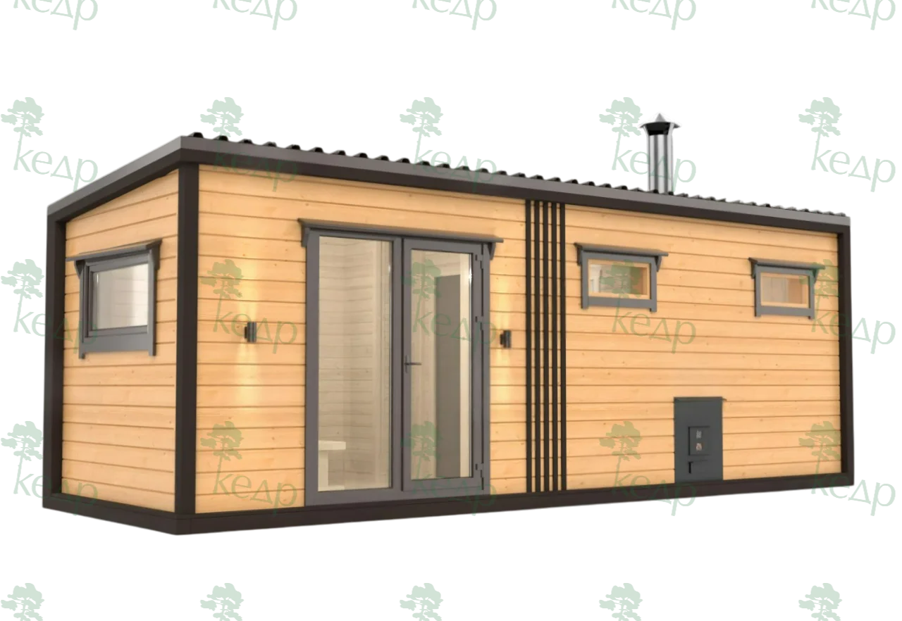 Каркасная баня Скандинавия 7х2,4 м